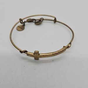 Alex and Ani gold tone cross expandable bangle bracelet